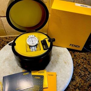 Fendi White Ceramic Chronograph Watch 38mm F662140